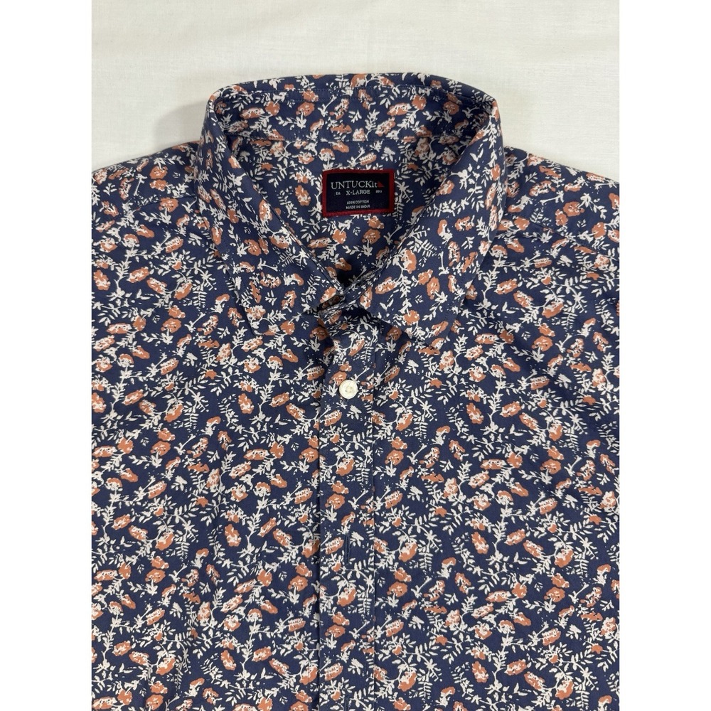 UNTUCKit Buckley Mens XL Floral Print Short Sleeve Button Down Shirt Casual